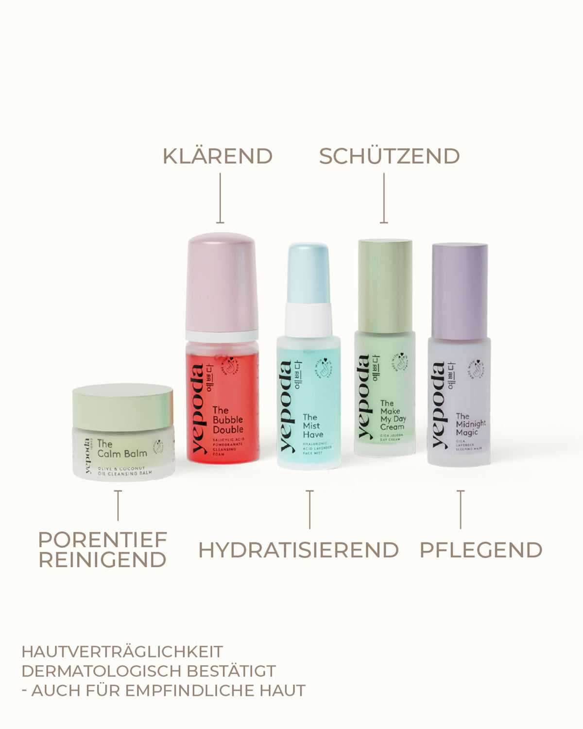 Products on a white background with their purpose